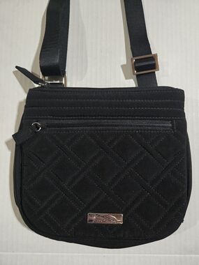 Vera Bradley Black Quilted Little Flap Hipster Crossbody Bag